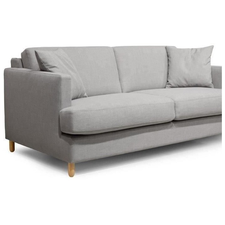 Hexagone - Canapé 3 places convertible - Tissu Gris clair - Couchage
