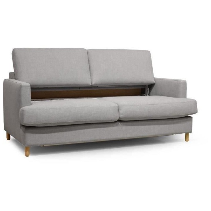 Hexagone - Canapé 3 places convertible - Tissu Gris clair - Couchage