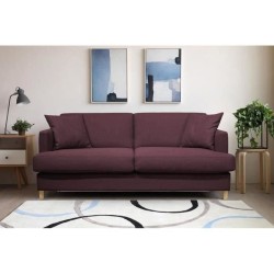 Hexagone - Canapé convertible 3 places - Tissu Lie de vin - Couchage express - L 182 x P 98 x H 82 cm - Larry