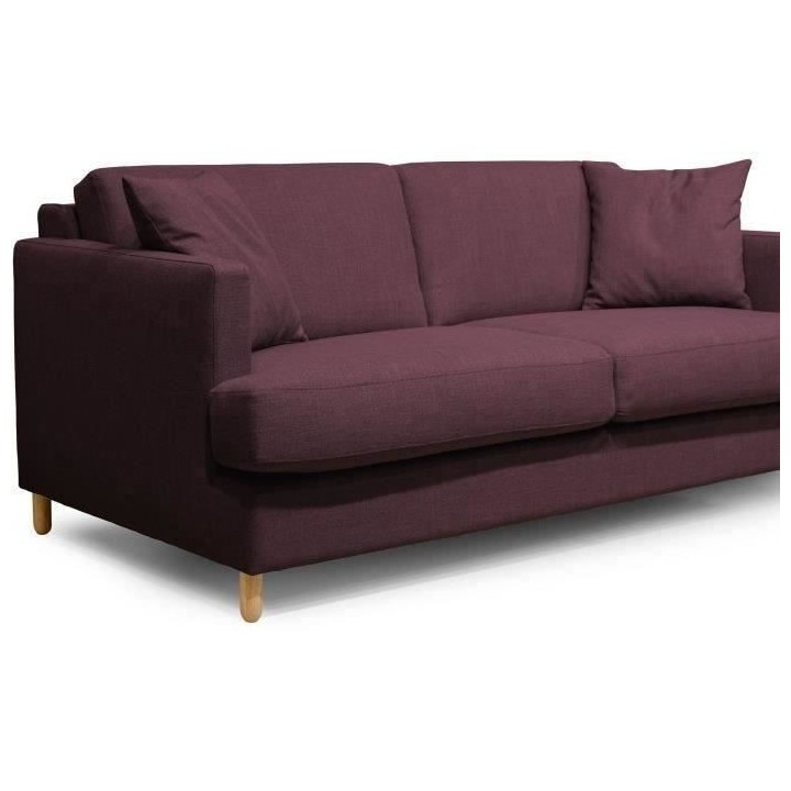 Hexagone - Canapé convertible 3 places - Tissu Lie de vin - Couchage