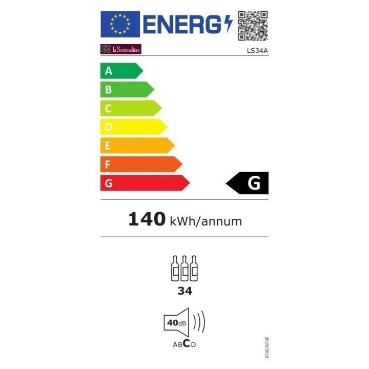LA SOMMELIERE LS34A - Cave a vin de Service - 34 bouteilles - Pose lib