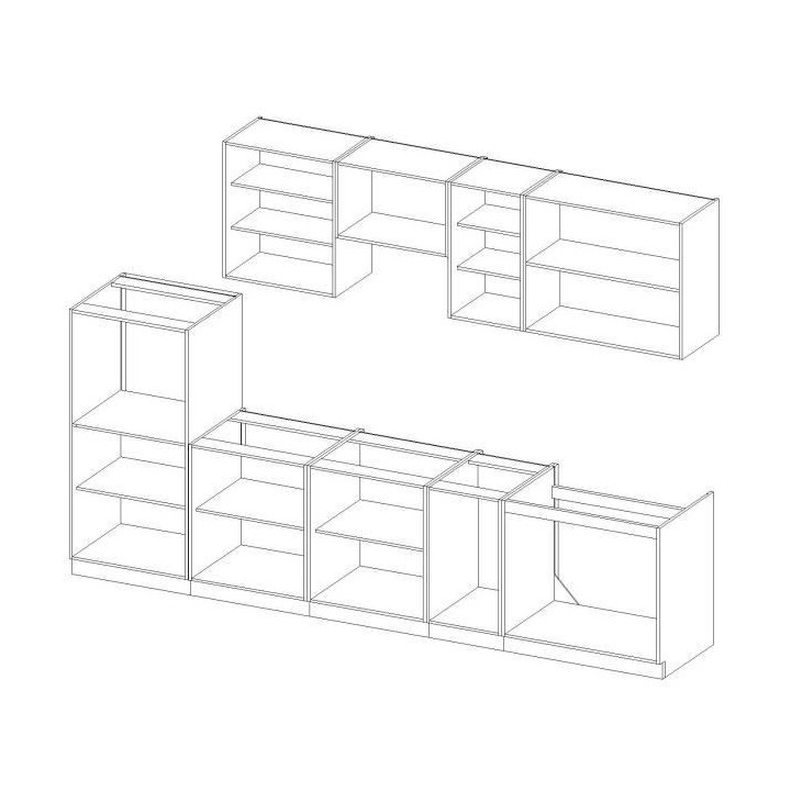 LASSEN Cuisine complete L 300 cm avec demi colonne four et hotte - Gri