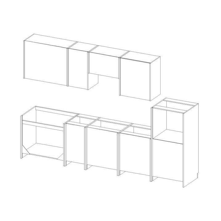 LASSEN Cuisine complete L 300 cm avec demi colonne four et hotte - Gri