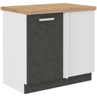 Meuble bas d'angle porte battante avec plan de travail - Gris - L 105