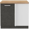 Meuble bas d'angle porte battante avec plan de travail - Gris - L 105 x P 51,6 x H 85 - LASSEN