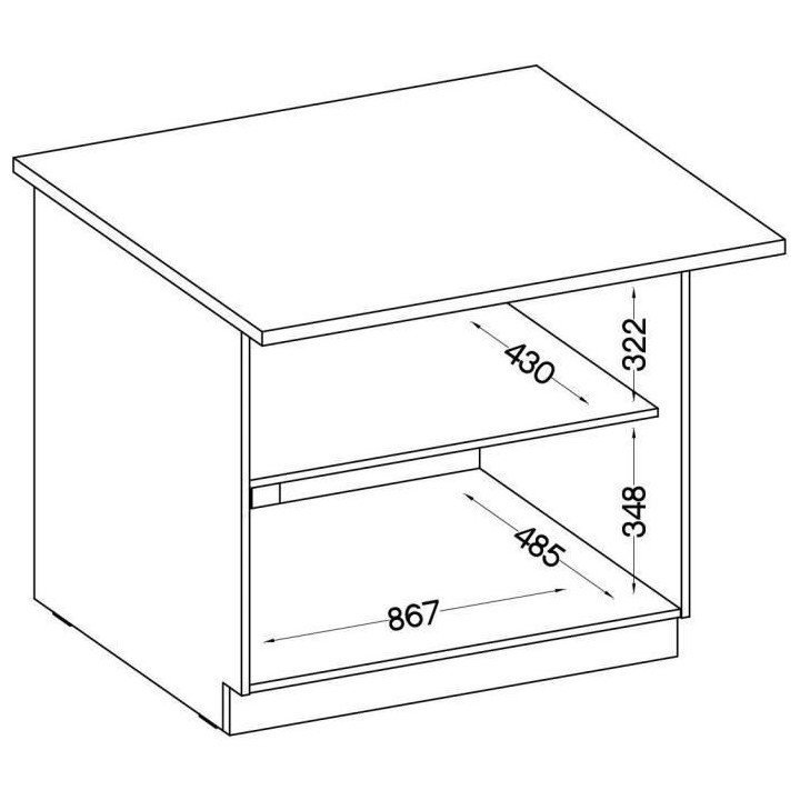 Meuble bas d'angle porte battante avec plan de travail - Gris - L 105