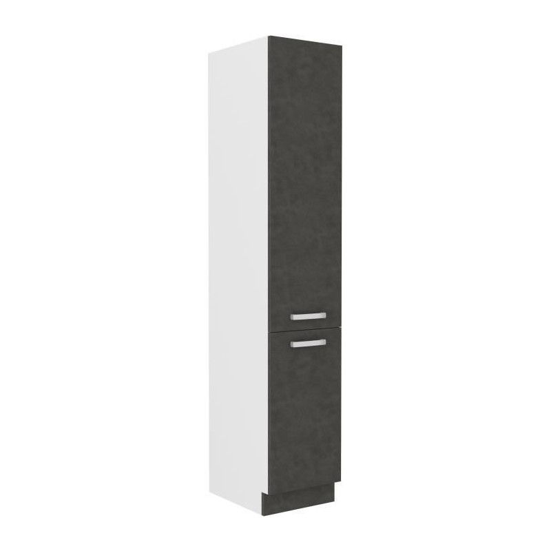 Meuble colonne 2 portes battantes - Gris mat - L 40cm x P 57cm x H 210 cm - LASSEN