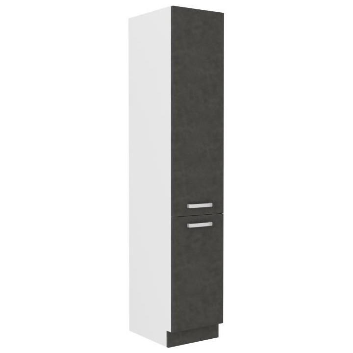 Meuble colonne 2 portes battantes - Gris mat - L 40cm x P 57cm x H 210