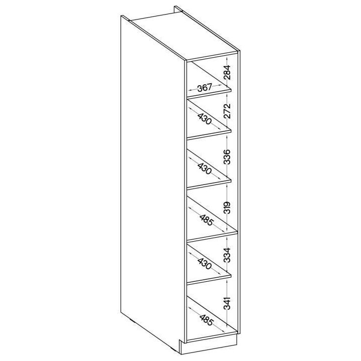 Meuble colonne 2 portes battantes - Gris mat - L 40cm x P 57cm x H 210