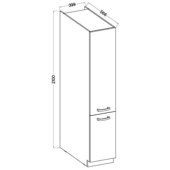 Meuble colonne 2 portes battantes - Gris mat - L 40cm x P 57cm x H 210