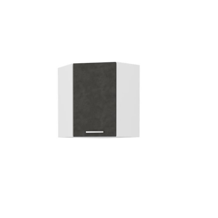 Meuble haut d'angle porte battante - Gris mat - L 58 x P 31,6 x H 72c