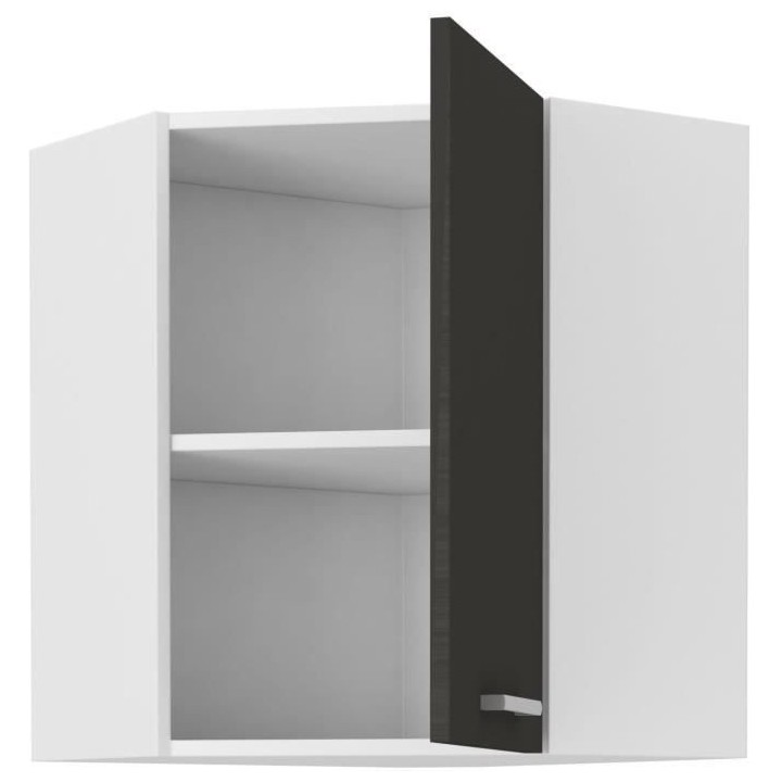 Meuble haut d'angle porte battante - Gris mat - L 58 x P 31,6 x H 72c