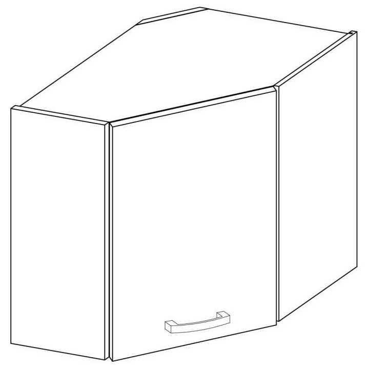 Meuble haut d'angle porte battante - Gris mat - L 58 x P 31,6 x H 72c