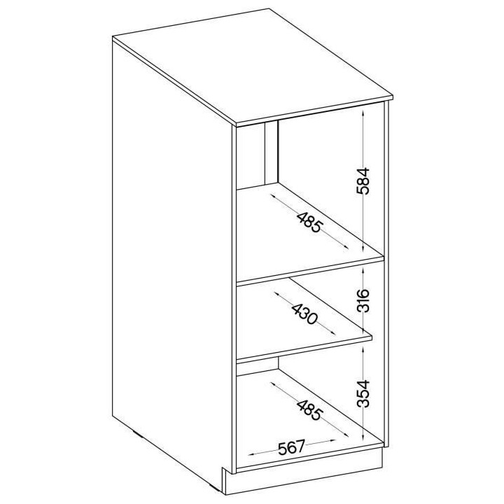 Meuble demi-colonne four 1 porte battante - Gris mat - L 60 x P 51,6 x