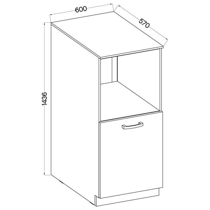 Meuble demi-colonne four 1 porte battante - Gris mat - L 60 x P 51,6 x