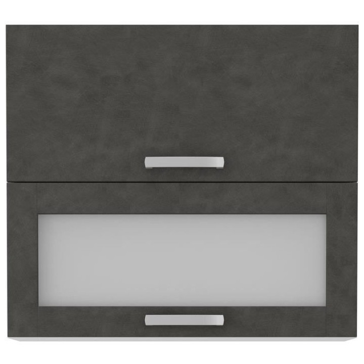 Meuble haut 2 portes basculantes - L 80 x P 31,6 x H 72 - Gris mat - L