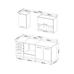 Cuisine complete L 180 cm avec plan de travail - Décor chene sonoma - LASSEN