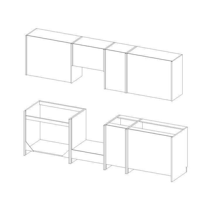 LASSEN Cuisine complete L 260 cm - Décor chene clair sonoma