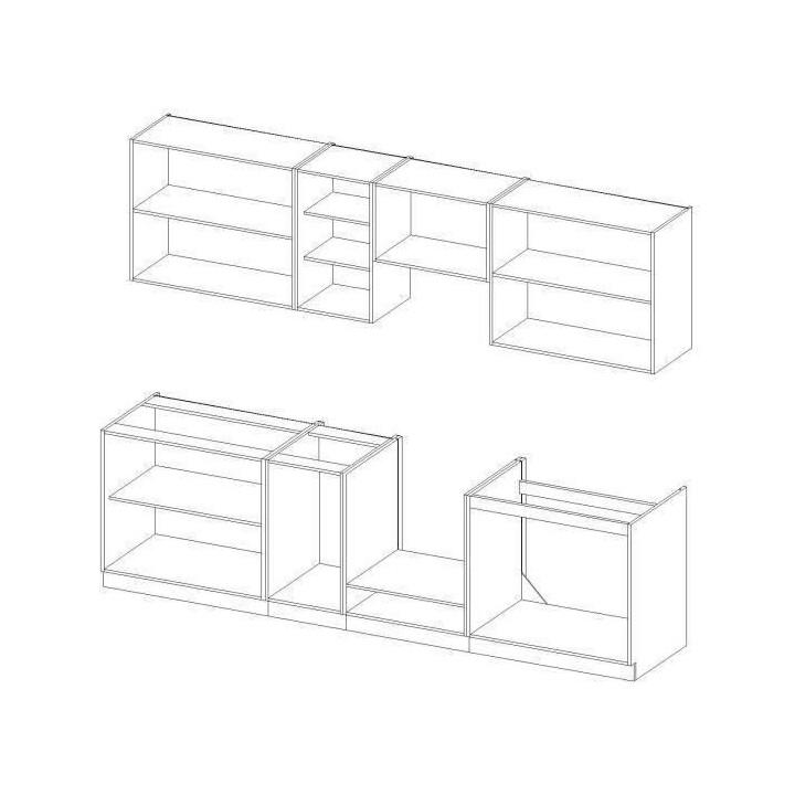 LASSEN Cuisine complete L 260 cm - Décor chene clair sonoma
