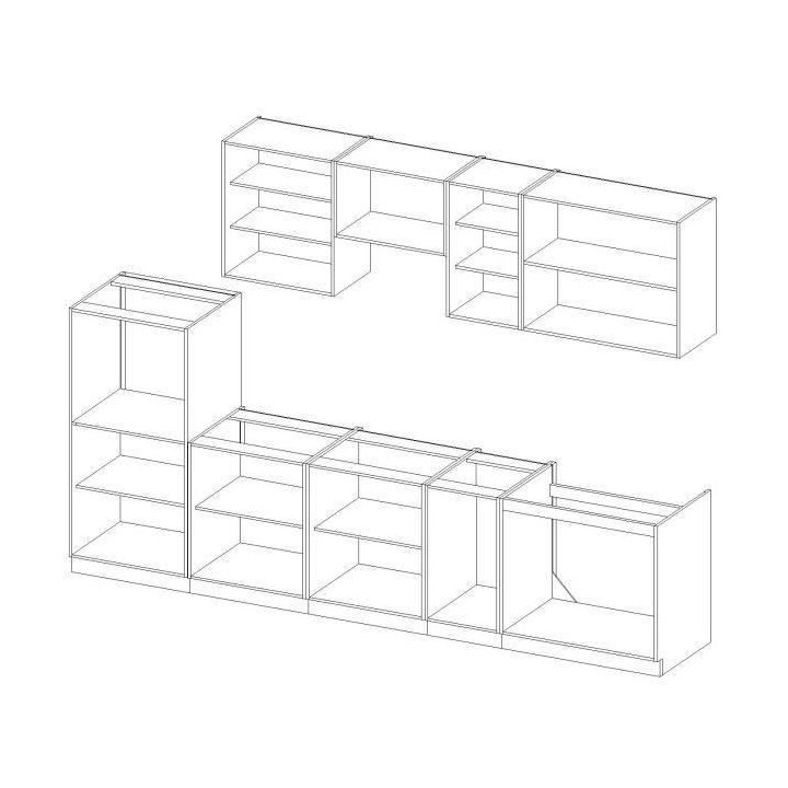 LASSEN Cuisine complete L 300 cm avec demi-colonne four et hotte - Dé