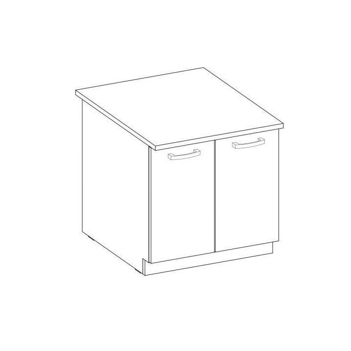 LASSEN Meuble bas de cuisine sous évier L 80 cm - Décor chene clair