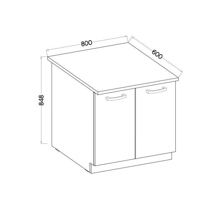 LASSEN Meuble bas de cuisine sous évier L 80 cm - Décor chene clair