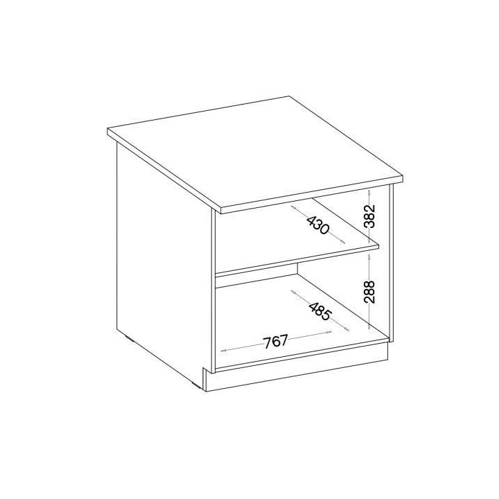 Meuble bas 2 portes battantes avec plan de travail - Décor chene sono