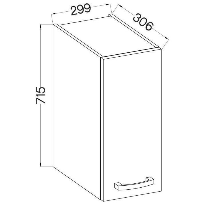 Meuble haut 1 porte battante - Décor chene sonoma - L 30 x P 31,6 x H