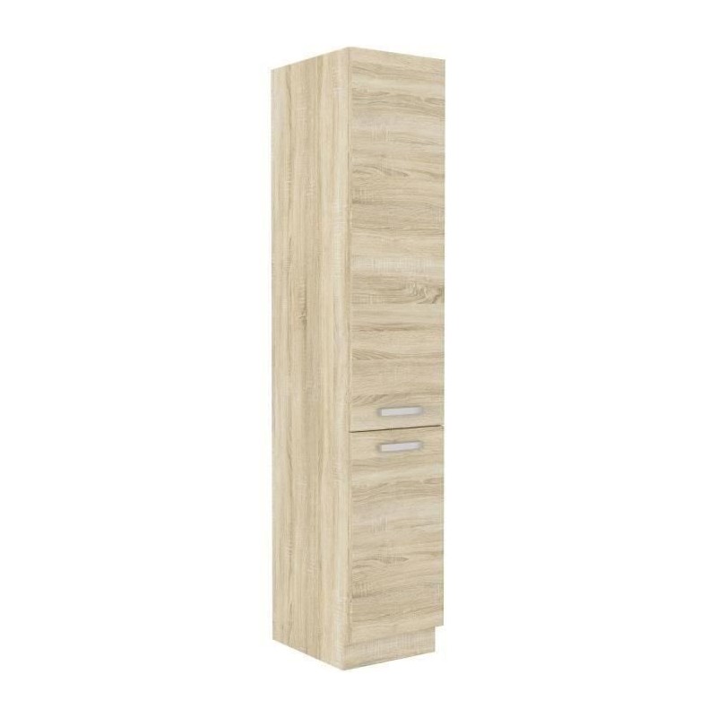 Meuble colonne 2 portes battantes - Décor chene sonoma - L 40cm x P 57cm x H 210 cm - LASSEN