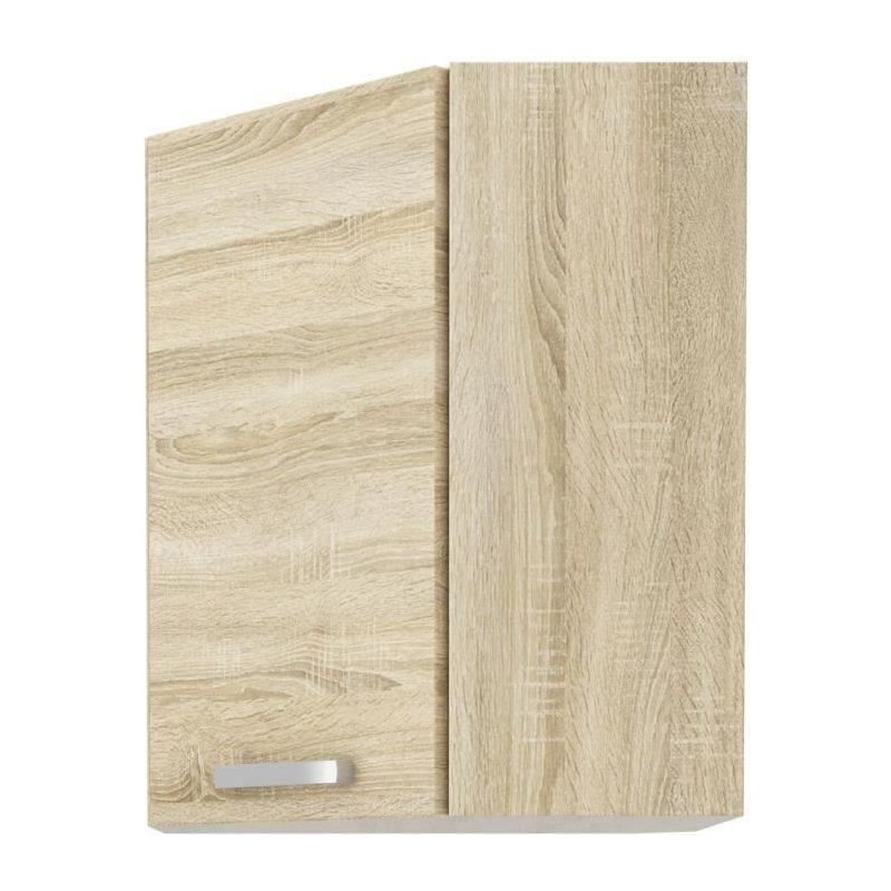 Meuble haut d'angle porte battante - Décor chene sonoma - L 58 x P 31,6 x H 72 cm - LASSEN