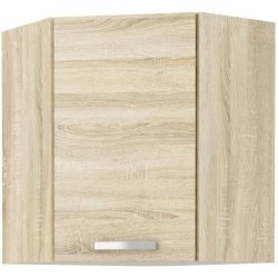 Meuble haut d'angle porte battante - Décor chene sonoma - L 58 x P 31,6 x H 72 cm - LASSEN