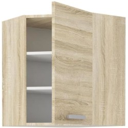 Meuble haut d'angle porte battante - Décor chene sonoma - L 58 x P 31,6 x H 72 cm - LASSEN