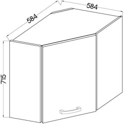 Meuble haut d'angle porte battante - Décor chene sonoma - L 58 x P 31,6 x H 72 cm - LASSEN