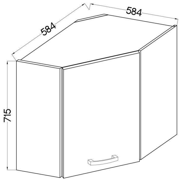 Meuble haut d'angle porte battante - Décor chene sonoma - L 58 x P 31