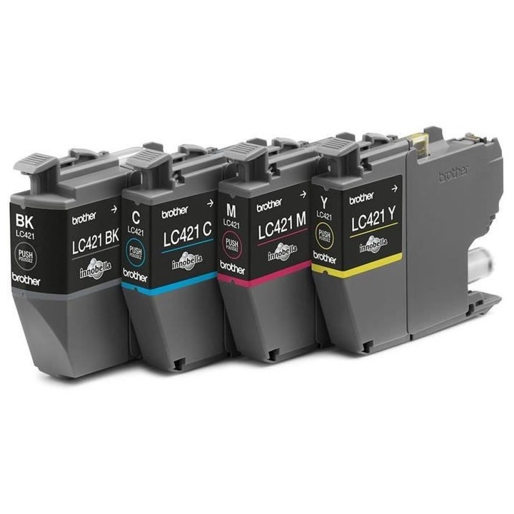 Pack de 4 Cartouches d'encre LC421VAL - BROTHER - Noir, Cyan, Magenta
