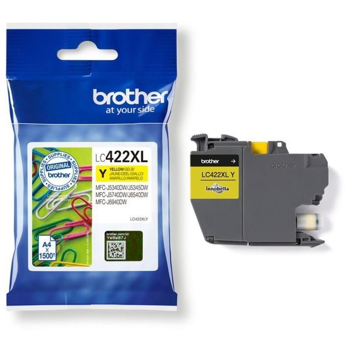Cartouche LC422XLY - BROTHER - Jaune - 1500p - Pour Business Smart MFC