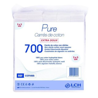Lot de 7000 carrés de coton 5 x 5 cm - 10 x 7 sachets de 100