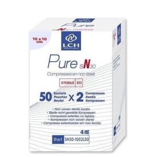 Lot de 18 boites de 100 Compresses PURE Non tissé stérile 30g 10x10