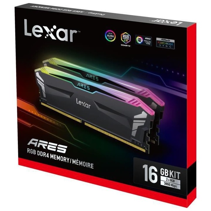 Disque Dur Interne - LEXAR - Ares DDR4 - 2x8Go - 3866Mhz Mémoire UDIM