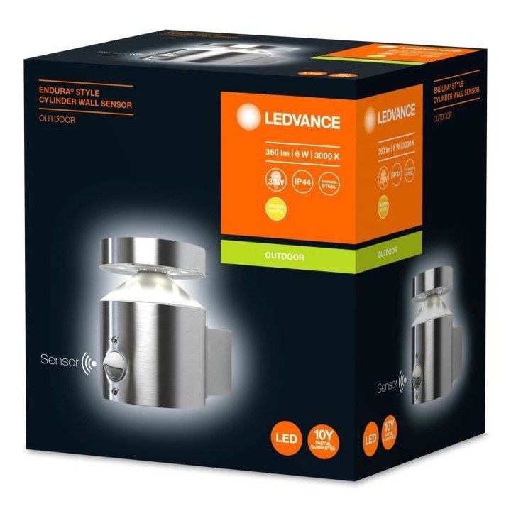 ENDURA STYLE CYLINDER WALL SENSOR Applique Extérieure 6w 360lm - Acie