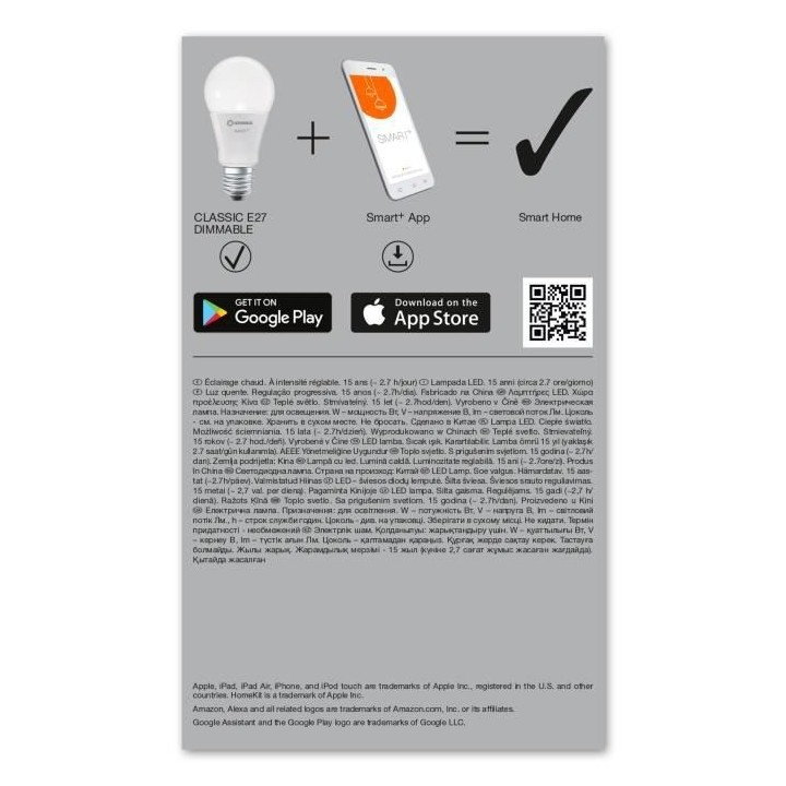 LEDVANCE BTE1 Ampoule Smart+ WIFI STANDARD DEPOLIE 75W E27 PUISSANCE V