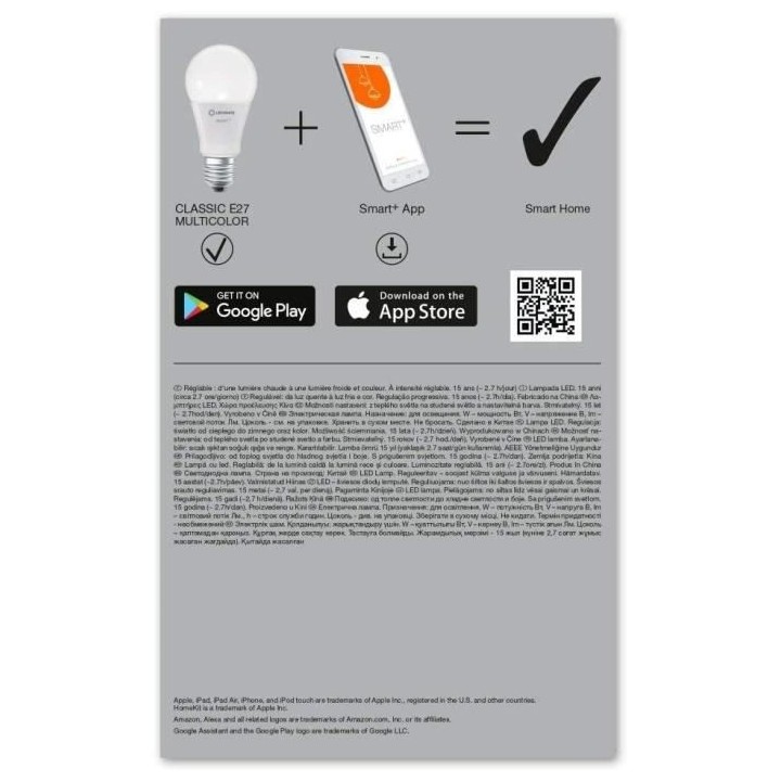 LEDVANCE BTE3 Ampoule Smart+ WIFI STANDARD DEPOLIE 75W E27 COULEUR CHA