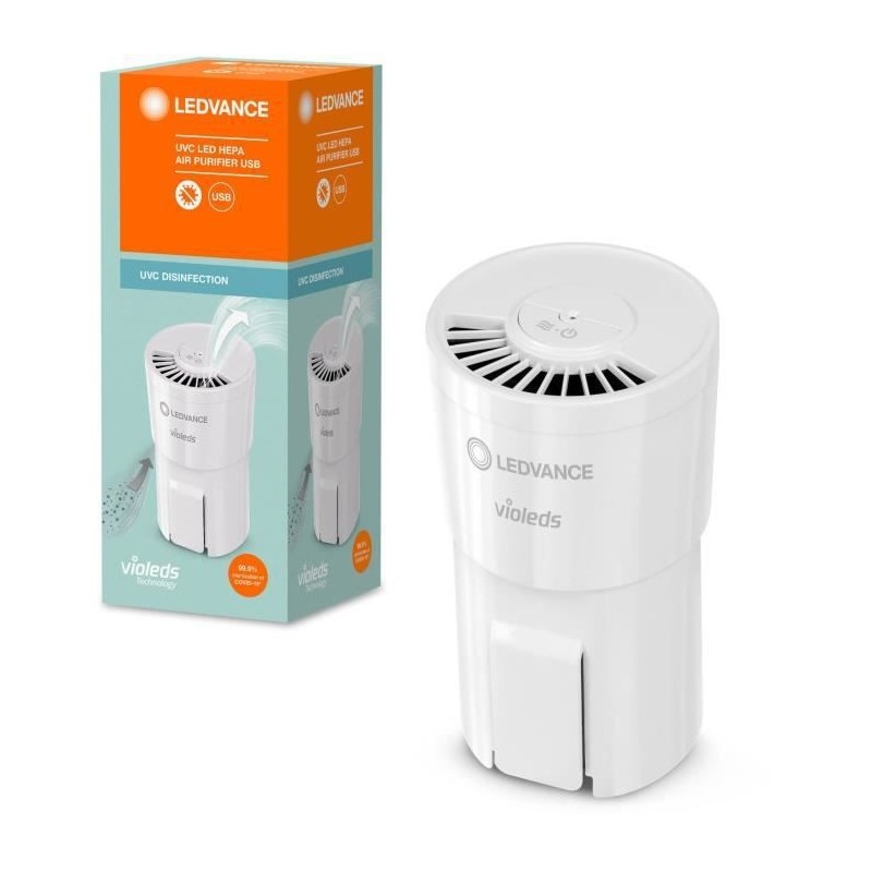 LEDVANCE Assainisseur d'air UVC AIR PURIFIER USB - 8 m3/heure - Filtre HEPA