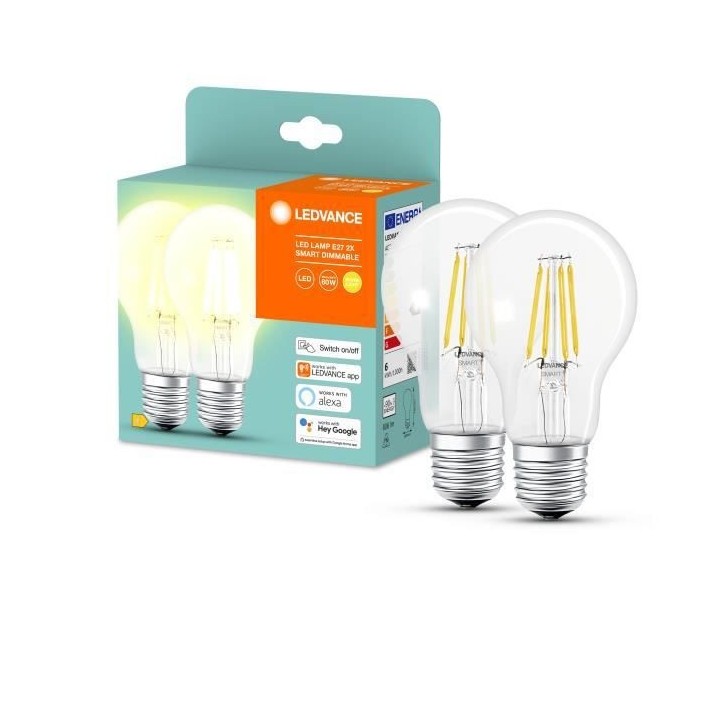 LEDVANCE Lot de 2 Ampoules LED connectées SMART+ Bluetooth filament c