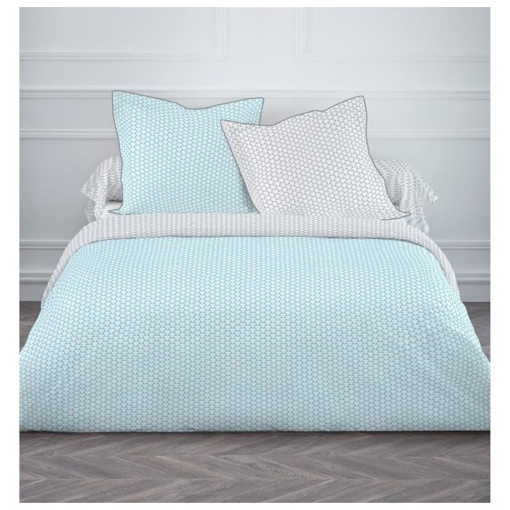 TODAY Housse de couette TRIBECCA 220x240 cm + 2 taies gris et bleu