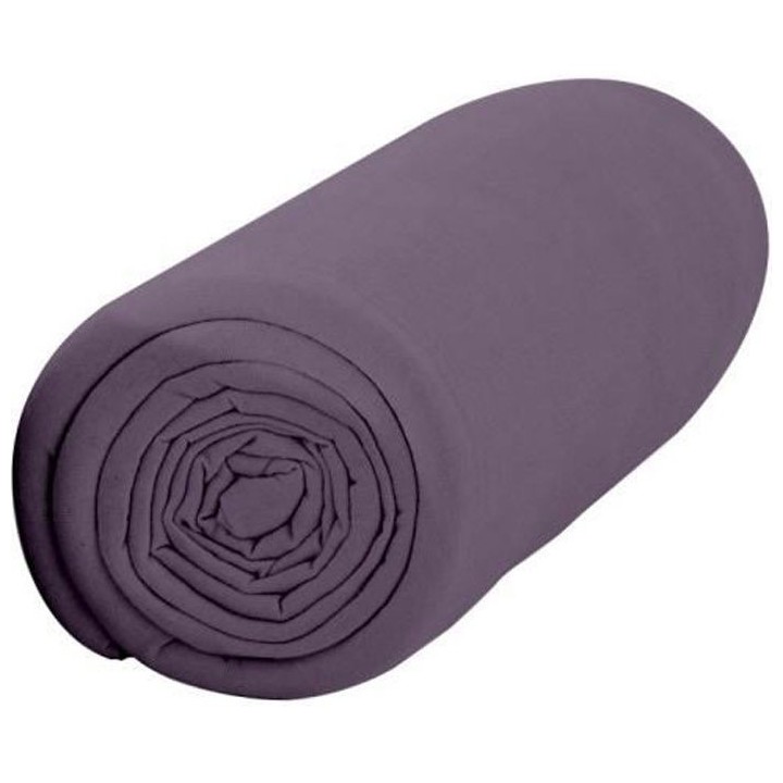 TODAY Drap Housse 140X190 2 personnes Jersey uni violet JERSEY TODAY
