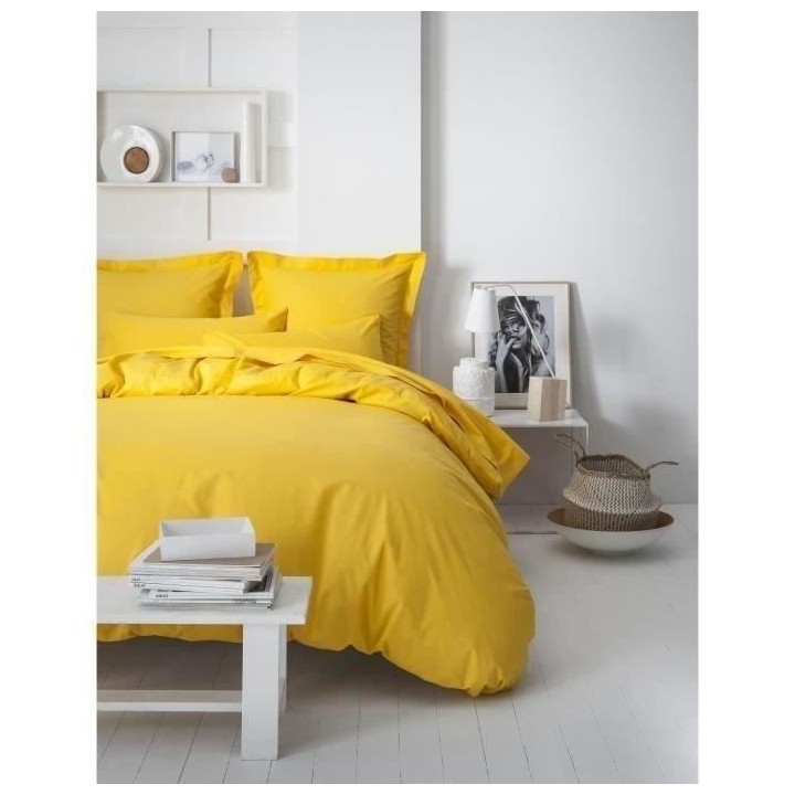TODAY housse de couette 100% coton - 220x240 cm - Jaune safran TODAY
