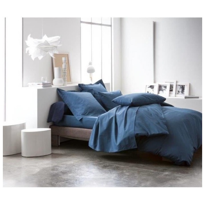 TODAY Drap plat 100% coton - 180x290 cm - Ciel d'orage TODAY