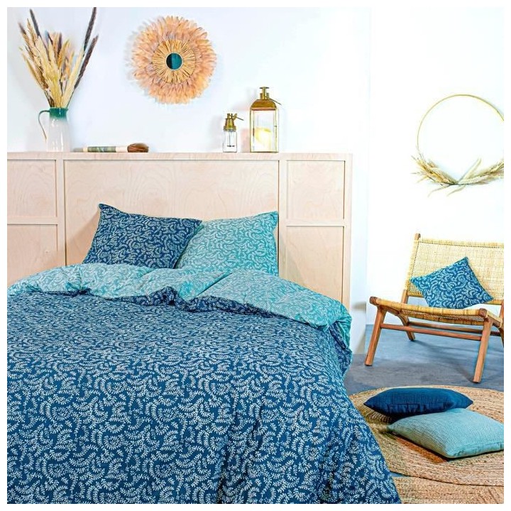 TODAY Parure de couette 220x240 cm - 100% Coton - Vert Boheme - KERALA