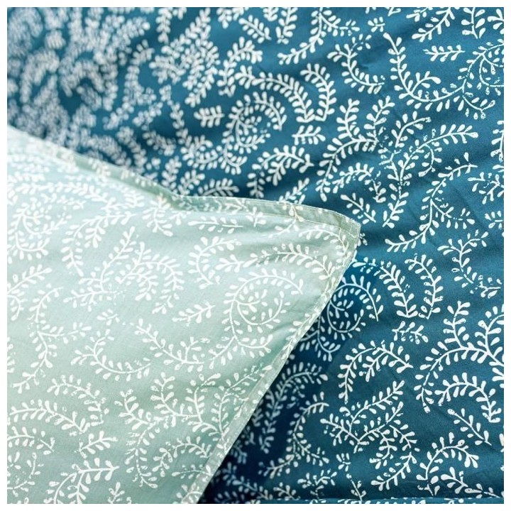 TODAY Parure de couette 220x240 cm - 100% Coton - Vert Boheme - KERALA